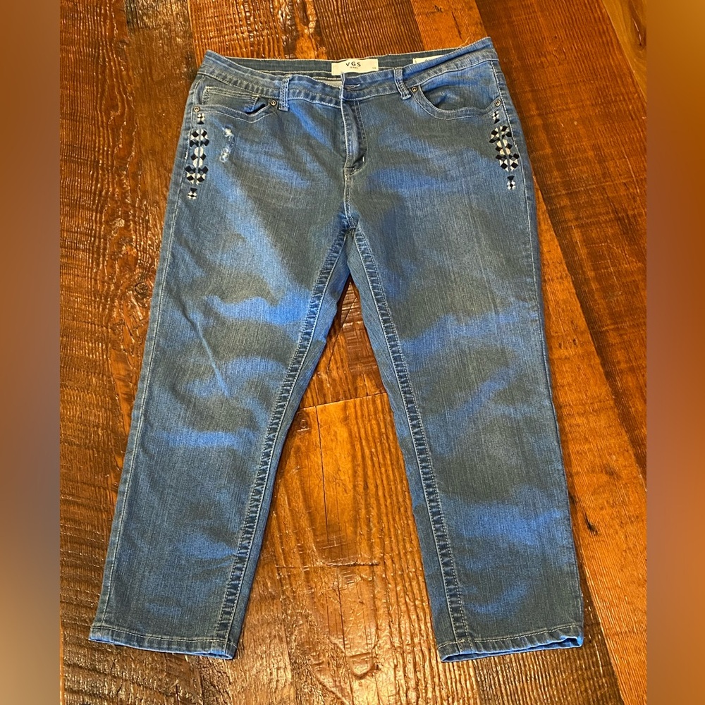 VSG SKINNY women’s jeans embroidered front side and back pockets size 14